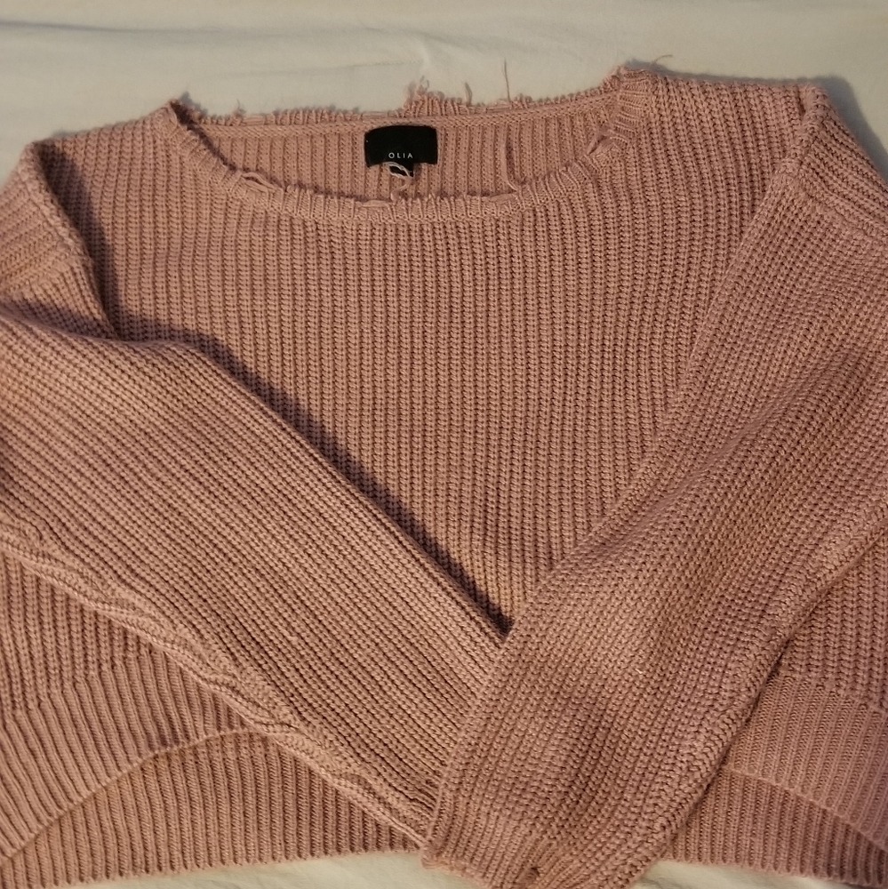 Olia cropped distressed knit sweater
